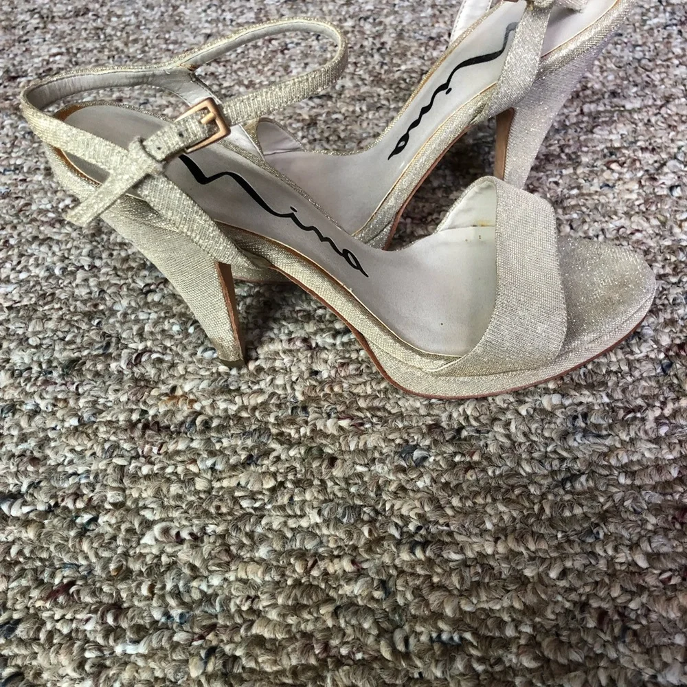 NINA Metallic GOLD LEATHER SOLE High HEEL SANDALS size 8.5